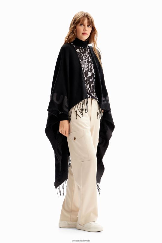 accesorio 4802L1446 mujer Desigual poncho reversible con logo - Desigual sale damen