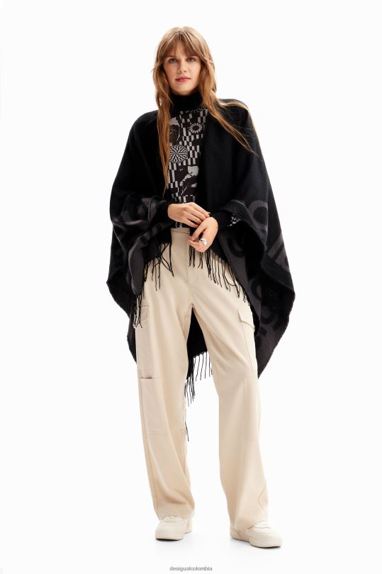 accesorio 4802L1446 mujer Desigual poncho reversible con logo - Desigual sale damen