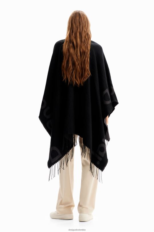 accesorio 4802L1446 mujer Desigual poncho reversible con logo - Desigual sale damen