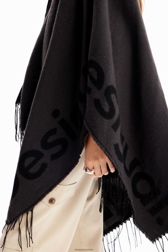 accesorio 4802L1446 mujer Desigual poncho reversible con logo - Desigual sale damen