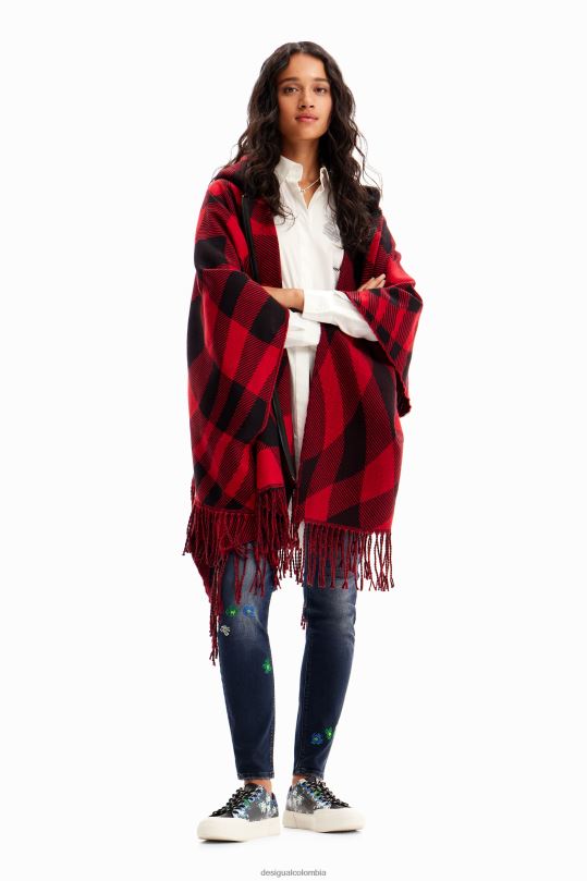 accesorio 4802L1448 mujer Desigual poncho con capucha a cuadros - Desigual Colombia Medellín