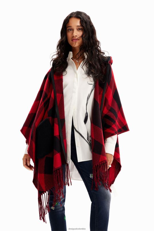 accesorio 4802L1448 mujer Desigual poncho con capucha a cuadros - Desigual Colombia Medellín