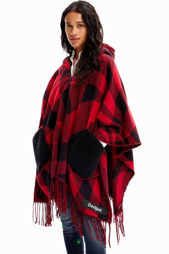 accesorio 4802L1448 mujer Desigual poncho con capucha a cuadros - Desigual Colombia Medellín