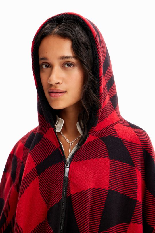 accesorio 4802L1448 mujer Desigual poncho con capucha a cuadros - Desigual Colombia Medellín