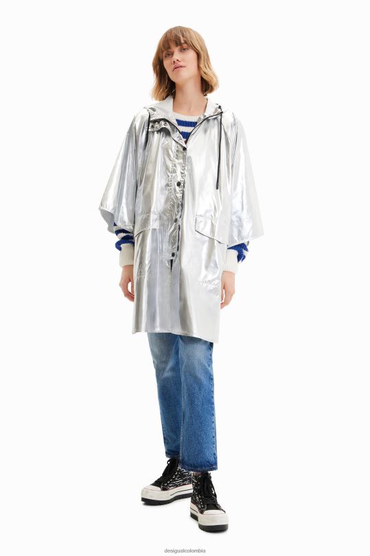 accesorio 4802L570 mujer Desigual poncho de lluvia laminado metalizado - Desigual Colombia rebajas