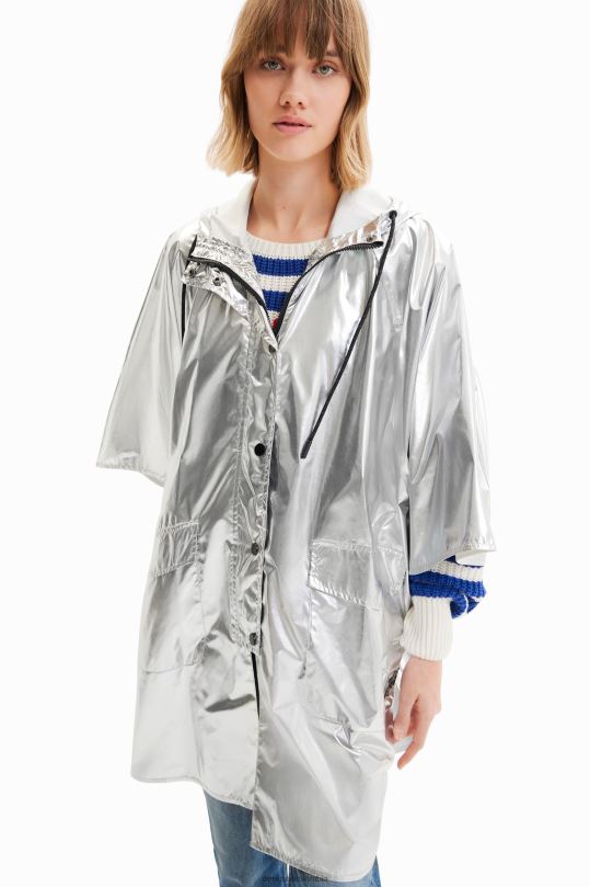 accesorio 4802L570 mujer Desigual poncho de lluvia laminado metalizado - Desigual Colombia rebajas