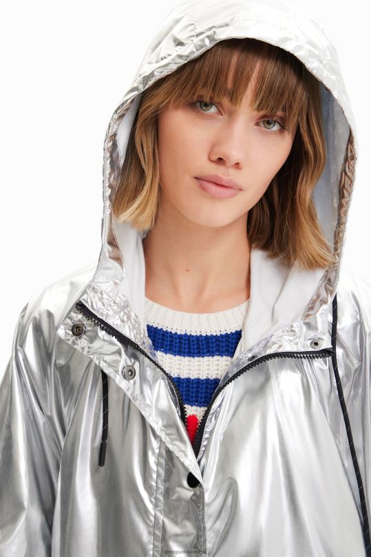 accesorio 4802L570 mujer Desigual poncho de lluvia laminado metalizado - Desigual Colombia rebajas