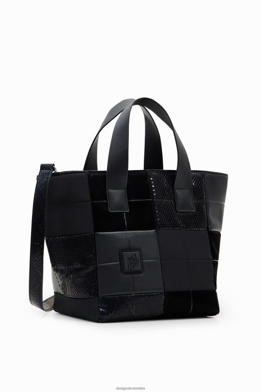 accesorio 4802L1320 mujer Desigual bolso tote mediano con patchwork - Desigual Colombia Medellín