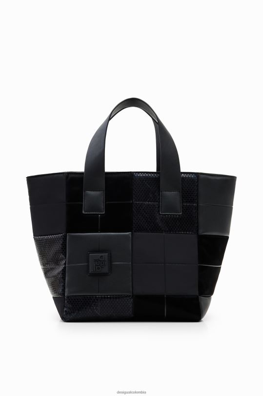 accesorio 4802L1320 mujer Desigual bolso tote mediano con patchwork - Desigual Colombia Medellín