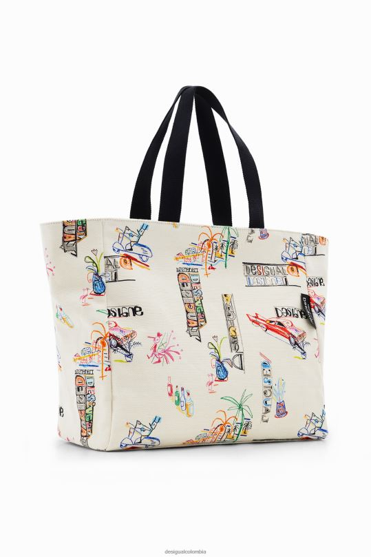 accesorio 4802L645 mujer Desigual bolso shopper grande con ilustración - Desigual Colombia rebajas