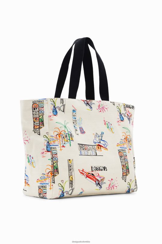 accesorio 4802L645 mujer Desigual bolso shopper grande con ilustración - Desigual Colombia rebajas