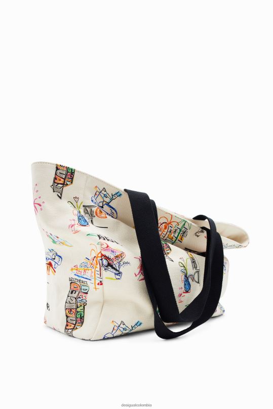 accesorio 4802L645 mujer Desigual bolso shopper grande con ilustración - Desigual Colombia rebajas