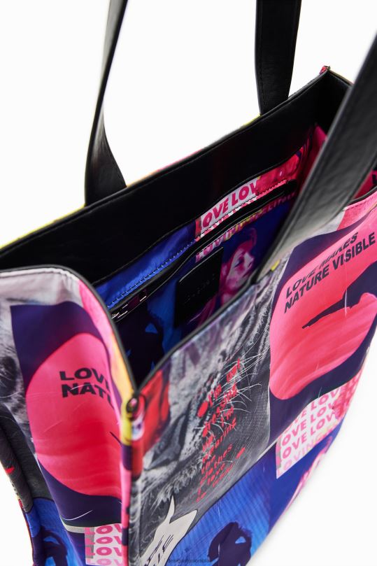 Desigual zapatos Colombia - accesorio 4802L805 mujer Desigual bolso shopper grande con diseño de collage