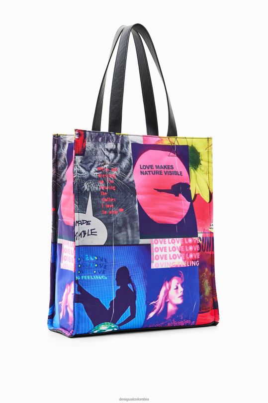 Desigual zapatos Colombia - accesorio 4802L805 mujer Desigual bolso shopper grande con diseño de collage