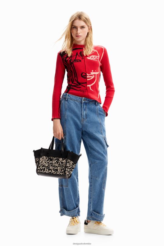 Desigual Colombia bolsos - accesorio 4802L1217 mujer Desigual bolsa de texto mediana de lona