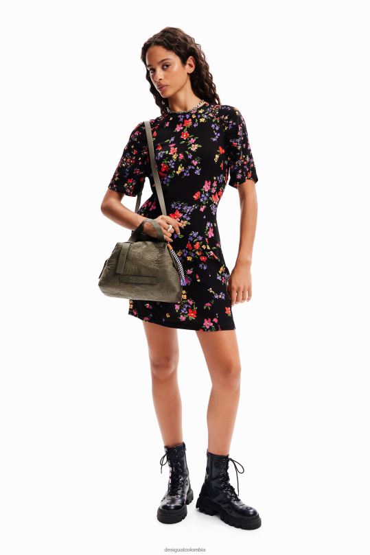 accesorio 4802L1260 mujer Desigual bolso mediano con bordado floral - Desigual sales online