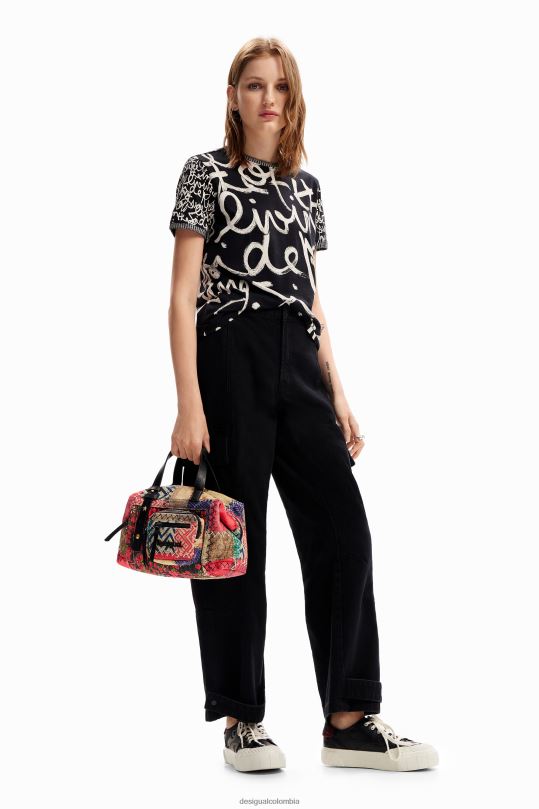 Desigual Colombia pagina oficial - accesorio 4802L1267 mujer Desigual bolso mediano de lona con patchwork