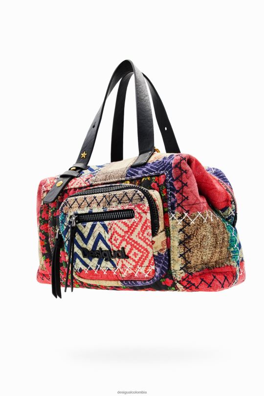 Desigual Colombia pagina oficial - accesorio 4802L1267 mujer Desigual bolso mediano de lona con patchwork