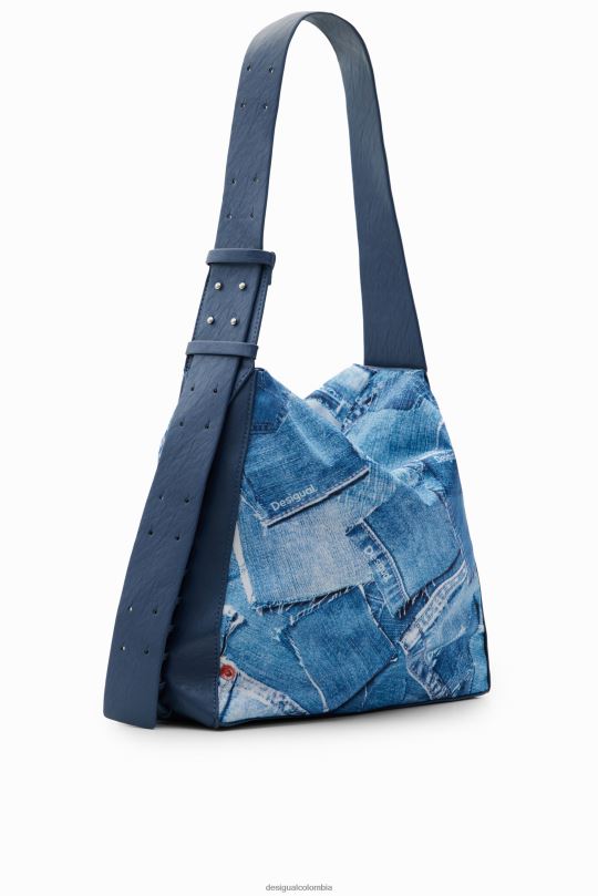accesorio 4802L253 mujer Desigual bolso grande de mezclilla con patchwork - Desigual Colombia rebajas
