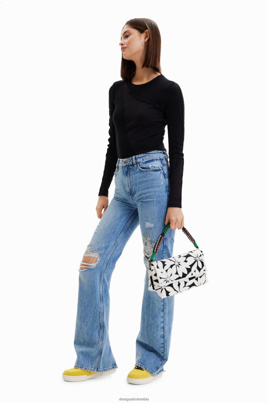 accesorio 4802L1196 mujer Desigual bolso crossbody mediano con flores - Desigual Colombia Medellín