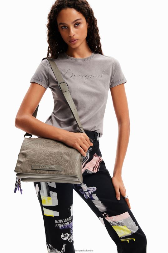 Desigual Colombia pagina oficial - accesorio 4802L1199 mujer Desigual bandolera mediana con bordado floral