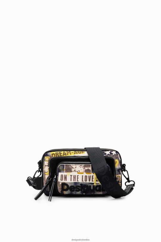 Desigual zapatos Colombia - accesorio 4802L1272 mujer Desigual bandolera pequeña de lona tipo periódico