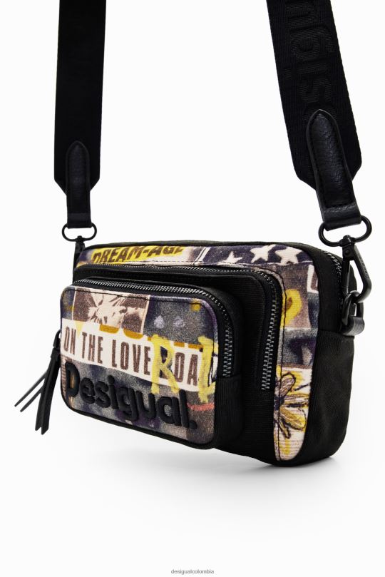 Desigual zapatos Colombia - accesorio 4802L1272 mujer Desigual bandolera pequeña de lona tipo periódico