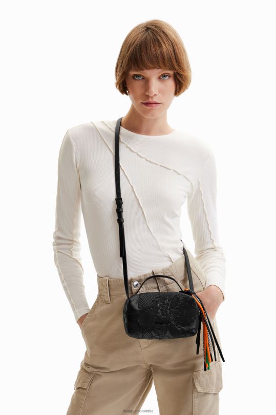 accesorio 4802L1359 mujer Desigual bolso bandolera mini con flores bordadas - Desigual sale damen