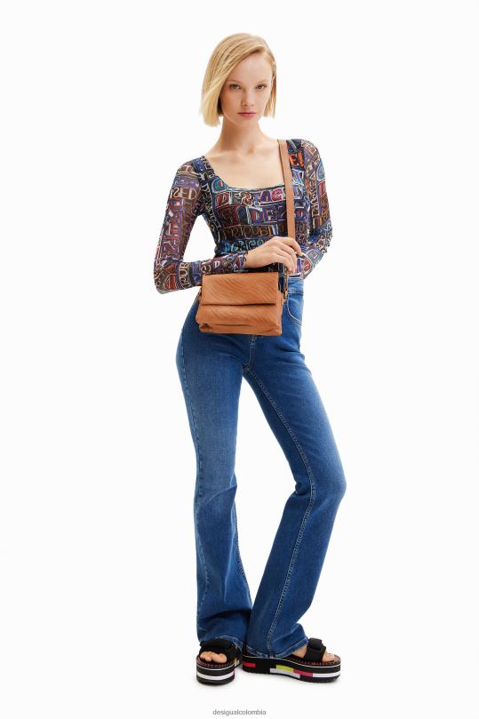 Desigual Colombia pagina oficial - accesorio 4802L576 mujer Desigual bandolera pequeña de cuero con logo