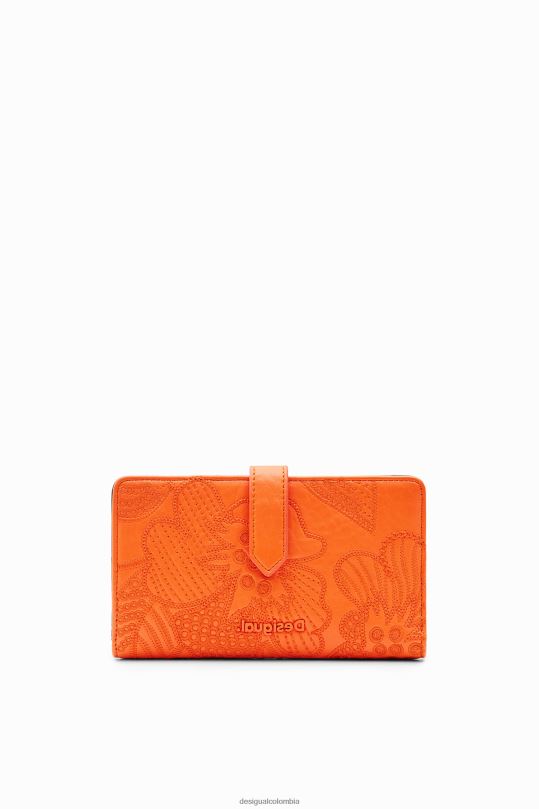 accesorio 4802L1339 mujer Desigual cartera mediana con flores bordadas - Desigual sale damen