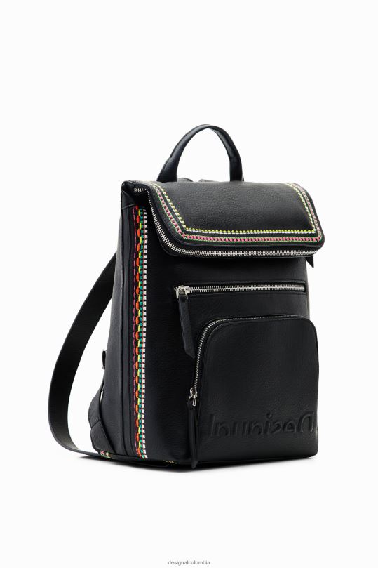 accesorio 4802L1183 mujer Desigual mochila mediana con solapa bordada - Desigual sales online