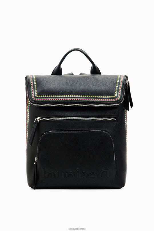 accesorio 4802L1183 mujer Desigual mochila mediana con solapa bordada - Desigual sales online