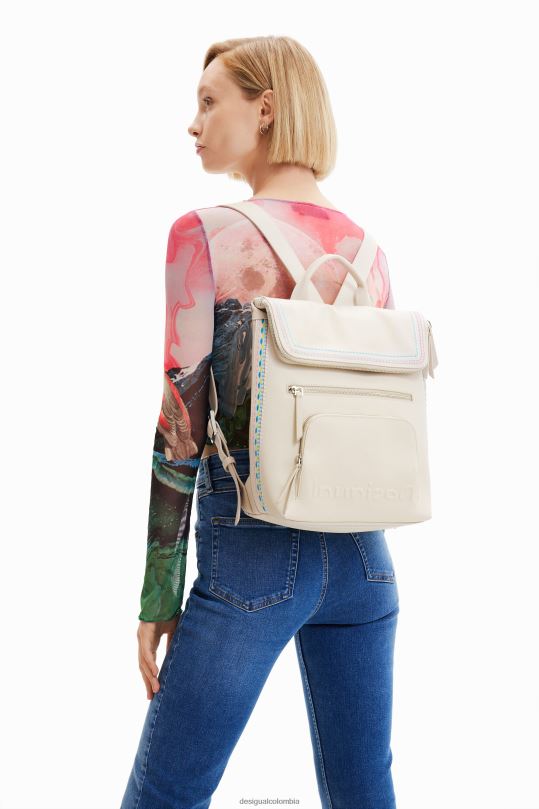 accesorio 4802L1357 mujer Desigual mochila mediana con solapa bordada - Desigual Colombia rebajas