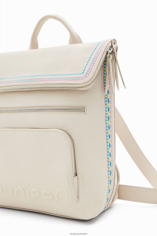 accesorio 4802L1357 mujer Desigual mochila mediana con solapa bordada - Desigual Colombia rebajas