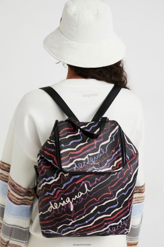accesorio 4802L1374 mujer Desigual mochila pintada con efecto de cuero - Desigual shop