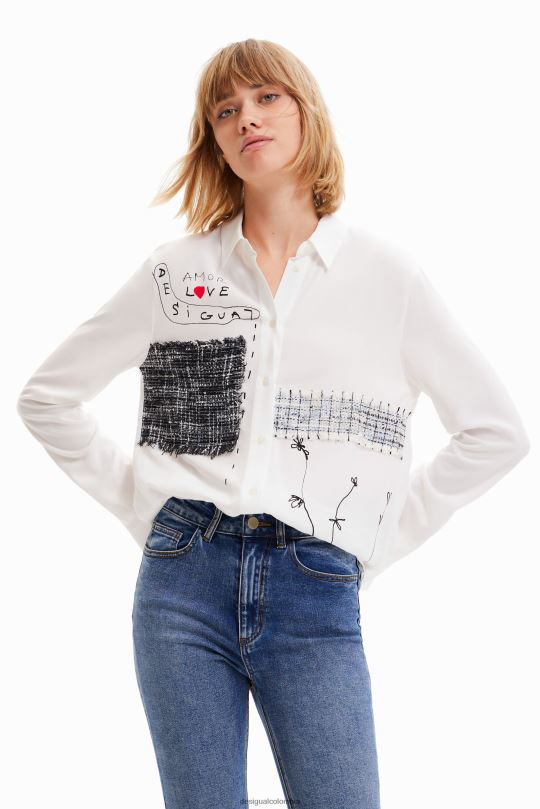 Desigual zapatos Colombia - ropa 4802L1022 mujer Desigual camisa de patchwork y flores