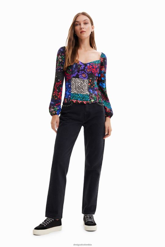 blusas Desigual bogota - ropa 4802L1035 mujer Desigual blusa con corsé y patchwork