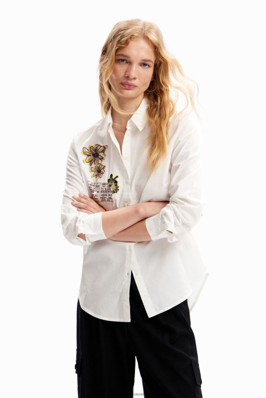 ropa 4802L107 mujer Desigual camisa con parche de periódico - Desigual sales online