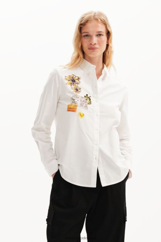 ropa 4802L107 mujer Desigual camisa con parche de periódico - Desigual sales online