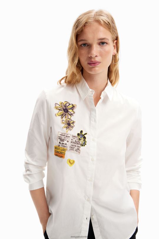 ropa 4802L107 mujer Desigual camisa con parche de periódico - Desigual sales online