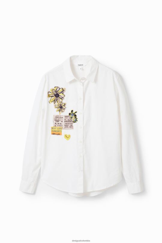ropa 4802L107 mujer Desigual camisa con parche de periódico - Desigual sales online