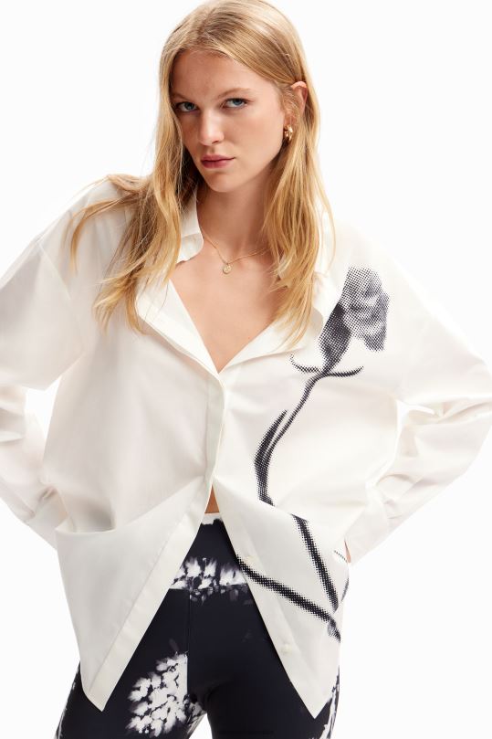 ropa 4802L113 mujer Desigual camisa de flores de gran tamaño - Desigual Colombia Medellín