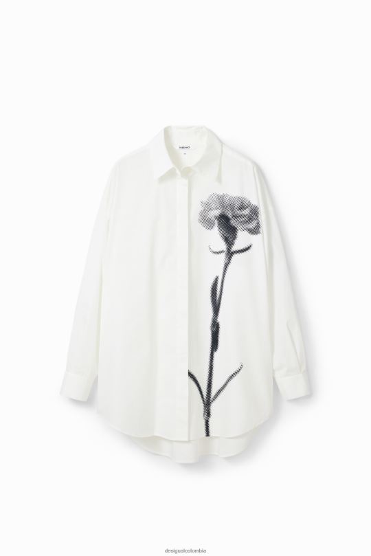 ropa 4802L113 mujer Desigual camisa de flores de gran tamaño - Desigual Colombia Medellín
