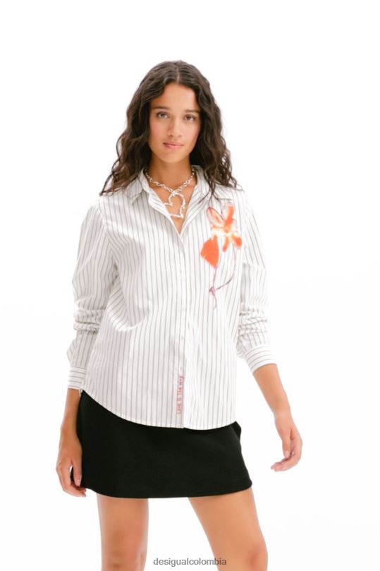 ropa 4802L114 mujer Desigual camisa a rayas con flores - Desigual shop