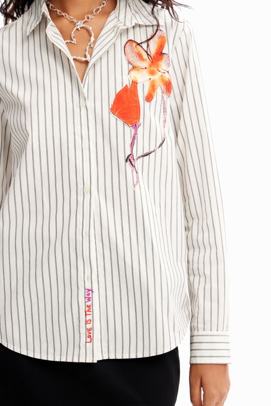 ropa 4802L114 mujer Desigual camisa a rayas con flores - Desigual shop