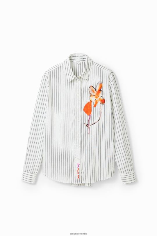 ropa 4802L114 mujer Desigual camisa a rayas con flores - Desigual shop
