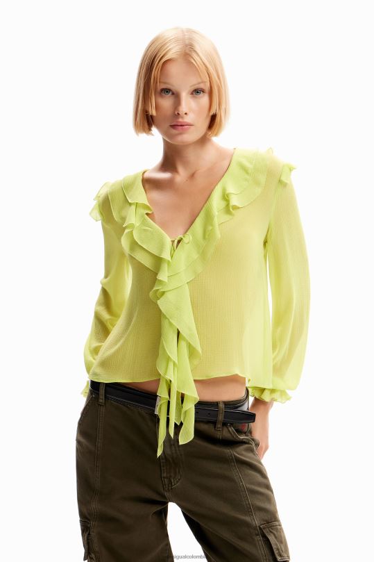 Desigual Colombia pagina oficial - ropa 4802L146 mujer Desigual blusa con volantes y lazo
