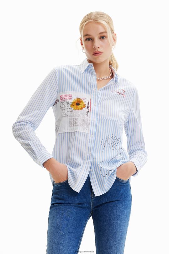 Desigual Colombia bolsos - ropa 4802L163 mujer Desigual camisa a rayas con patchwork