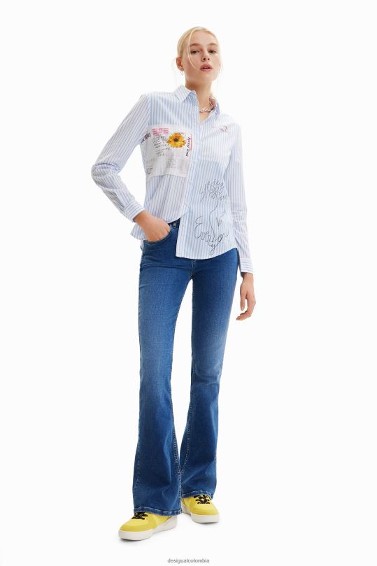 Desigual Colombia bolsos - ropa 4802L163 mujer Desigual camisa a rayas con patchwork