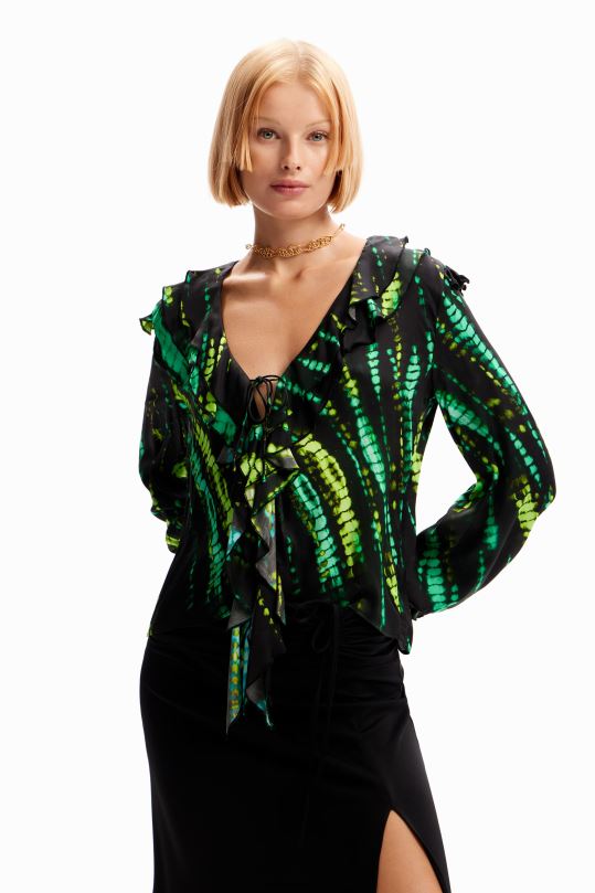 blusas Desigual bogota - ropa 4802L166 mujer Desigual blusa con volantes y efecto tie-dye
